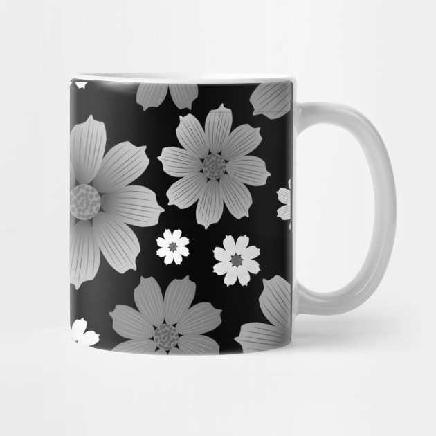 Black and white flower pattern by Spinkly